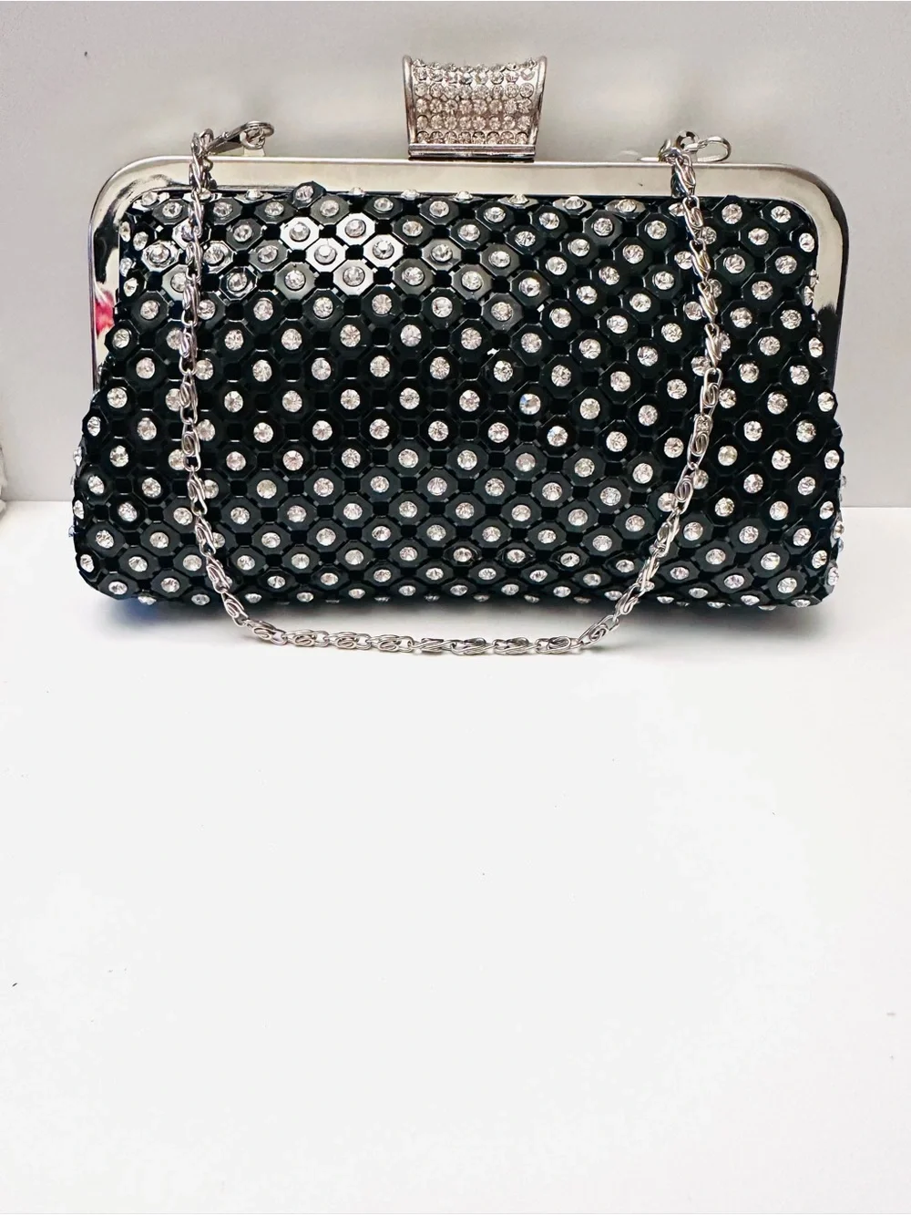 After Dark Black & Rhinestone clutch/Purse/Handbag NWT